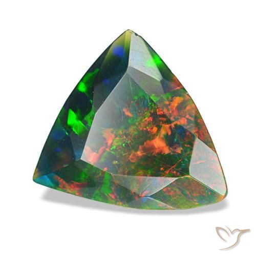 1.53캐럿 천연 멀티컬러 블랙 오팔, 트릴리언, 10.5×10.2 mm, 불투명체