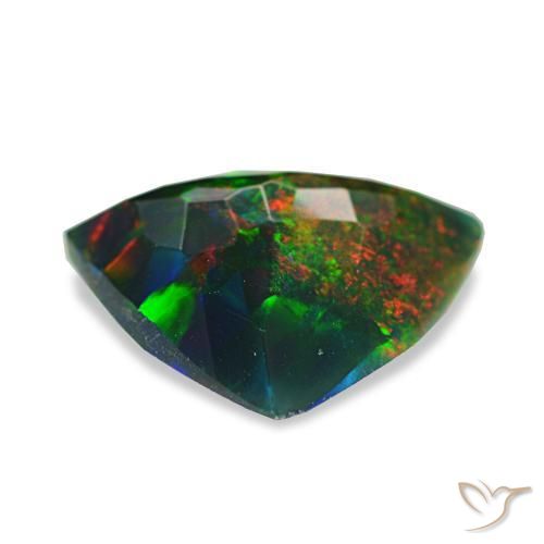 1.53캐럿 천연 멀티컬러 블랙 오팔, 트릴리언, 10.5×10.2 mm, 불투명체