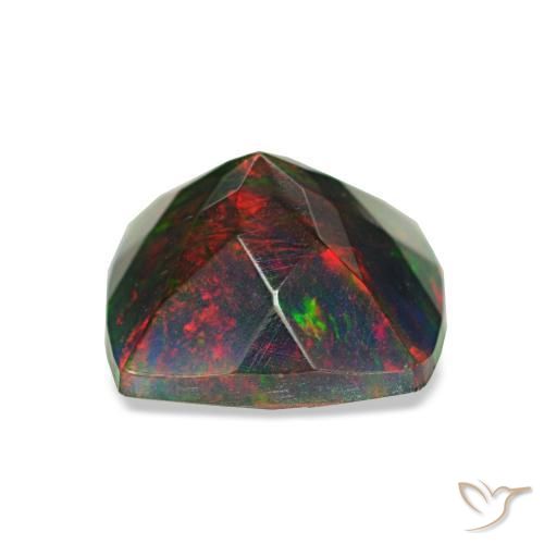 1.45캐럿 천연 멀티컬러 블랙 오팔, 쿠션 컷, 8.2×7.9 mm, 불투명체