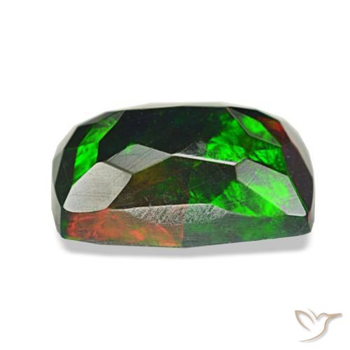 1.72캐럿 천연 멀티컬러 블랙 오팔, 쿠션 컷, 9.9×6.3 mm, 불투명체