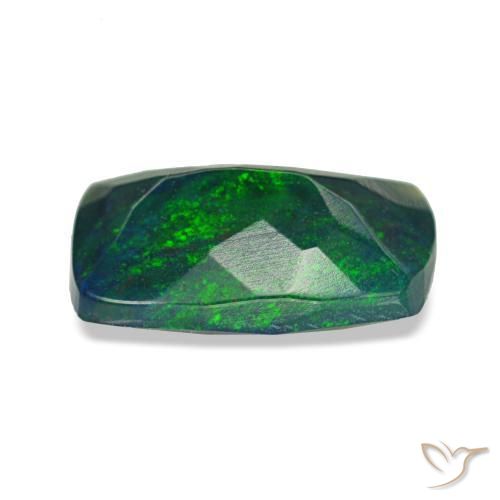 0.90캐럿 천연 멀티컬러 블랙 오팔, 쿠션 컷, 8.9×6.2 mm, 투명한