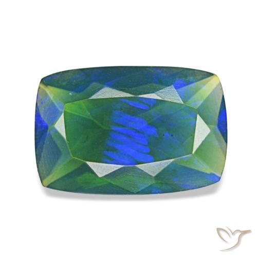 1.42ct 멀티컬러 블랙 오팔, 쿠션, 투명한