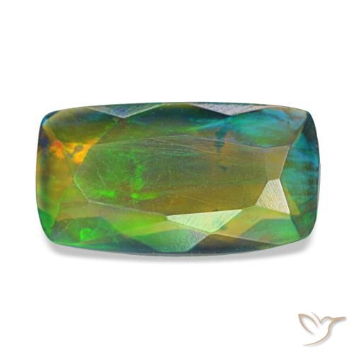 1.34ct 멀티컬러 블랙 오팔, 쿠션, 투명한