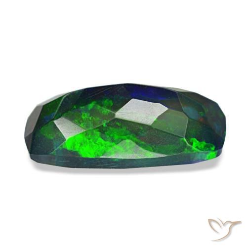 1.84캐럿 천연 멀티컬러 블랙 오팔, 쿠션 컷, 12.6×6.3 mm, 투명한
