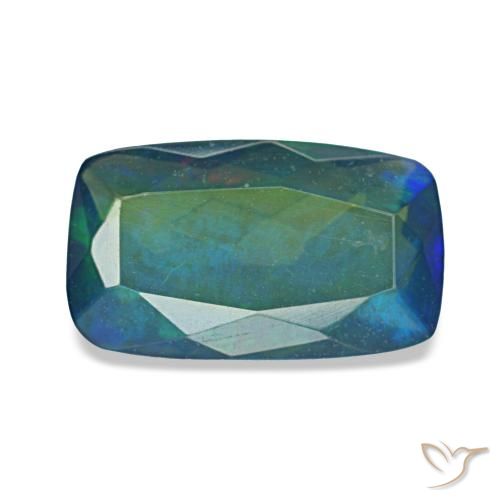 1.29ct 멀티컬러 블랙 오팔, 쿠션, 투명한