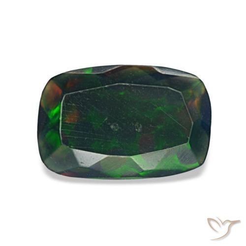 0.94ct 멀티컬러 블랙 오팔, 쿠션, 투명한