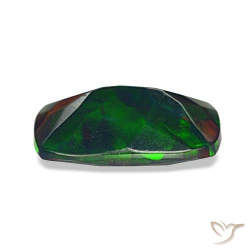0.94캐럿 천연 멀티컬러 블랙 오팔, 쿠션 컷, 9.8×6.4 mm, 투명한