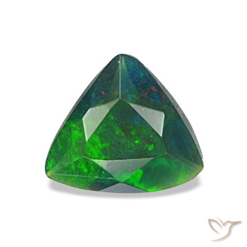 0.57캐럿 천연 멀티컬러 블랙 오팔, 트릴리언, 7.5×6.6 mm, 투명한
