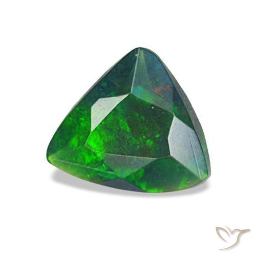 0.57캐럿 천연 멀티컬러 블랙 오팔, 트릴리언, 7.5×6.6 mm, 투명한