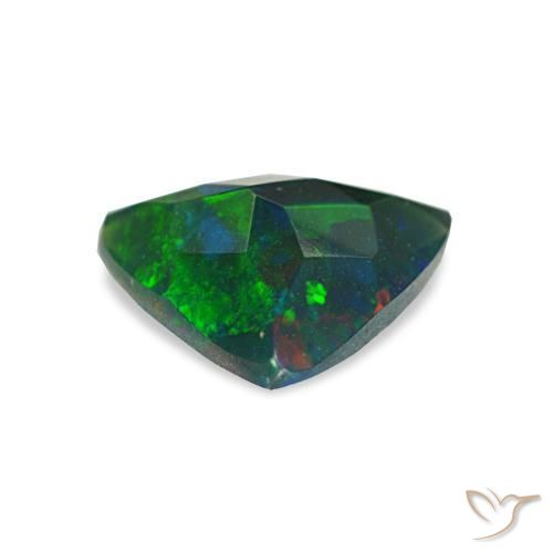0.57캐럿 천연 멀티컬러 블랙 오팔, 트릴리언, 7.5×6.6 mm, 투명한