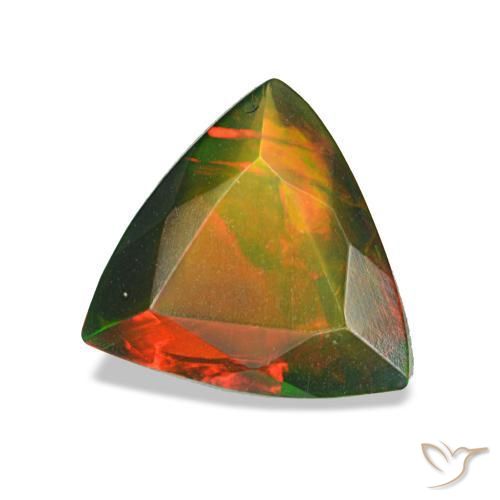 0.89캐럿 천연 멀티컬러 블랙 오팔, 트릴리언, 8.1×7.6 mm, 투명한