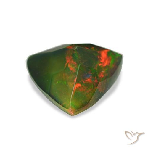 0.89캐럿 천연 멀티컬러 블랙 오팔, 트릴리언, 8.1×7.6 mm, 투명한