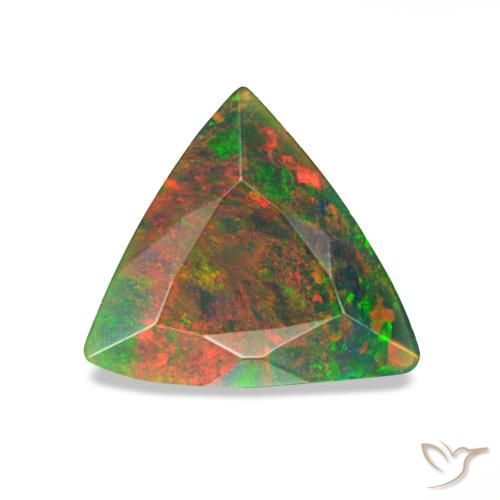 0.59캐럿 천연 멀티컬러 블랙 오팔, 트릴리언, 7.8×7 mm, 불투명체