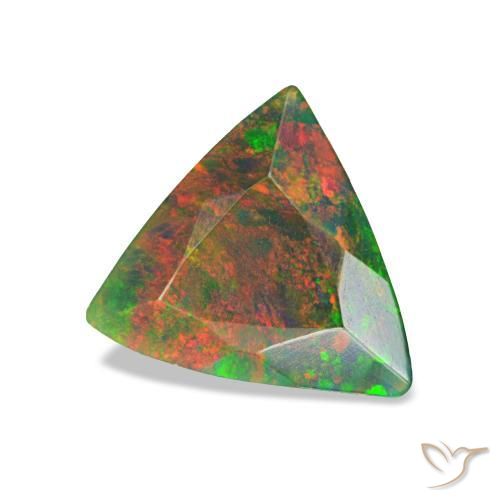 0.59캐럿 천연 멀티컬러 블랙 오팔, 트릴리언, 7.8×7 mm, 불투명체