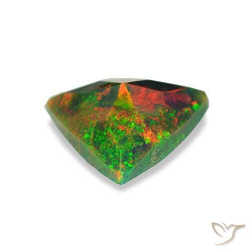 0.59캐럿 천연 멀티컬러 블랙 오팔, 트릴리언, 7.8×7 mm, 불투명체