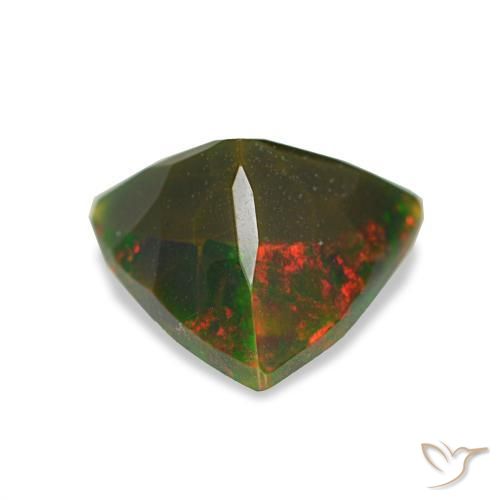 1.34캐럿 천연 멀티컬러 블랙 오팔, 트릴리언, 9.5×8.8 mm, 불투명체