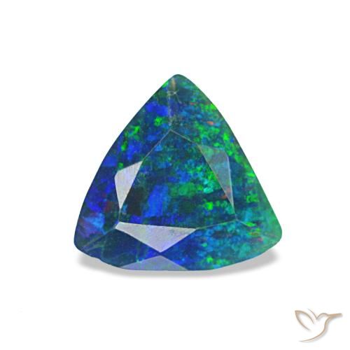 0.49캐럿 천연 멀티컬러 블랙 오팔, 트릴리언, 6.9×6.5 mm, 불투명체