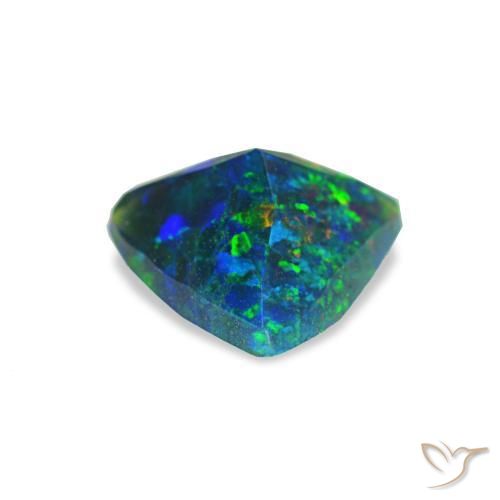 0.49캐럿 천연 멀티컬러 블랙 오팔, 트릴리언, 6.9×6.5 mm, 불투명체