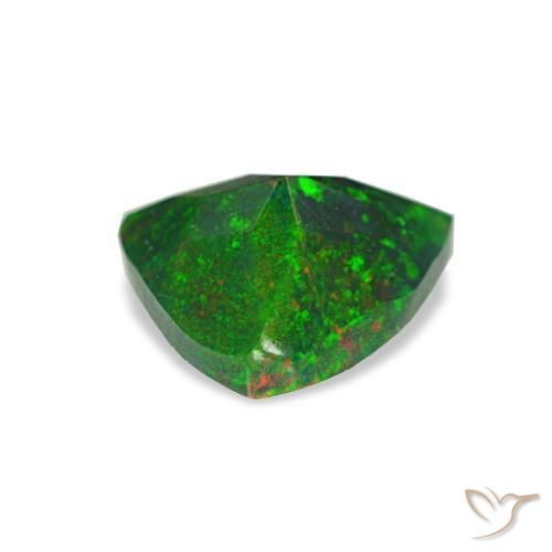 0.68캐럿 천연 멀티컬러 블랙 오팔, 트릴리언, 6.9×6.9 mm, 불투명체