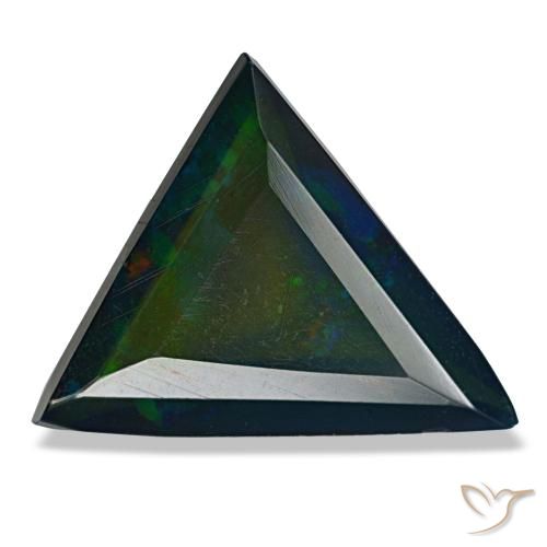 3.13캐럿 천연 멀티컬러 블랙 오팔, 트릴리언, 13.8×13.8 mm, 투명한