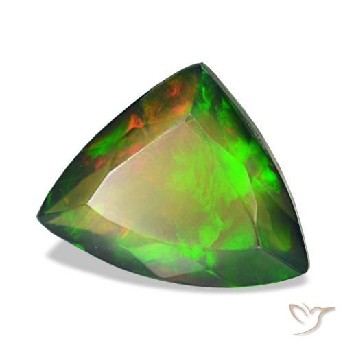 2.87캐럿 천연 멀티컬러 블랙 오팔, 트릴리언, 12.9×10.1 mm, 투명한