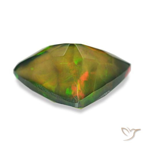 2.87캐럿 천연 멀티컬러 블랙 오팔, 트릴리언, 12.9×10.1 mm, 투명한
