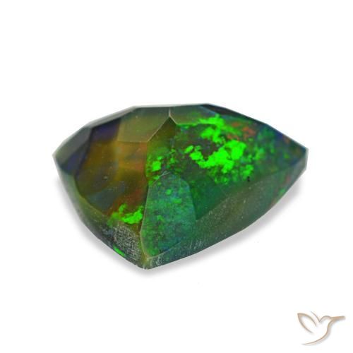 1.35캐럿 천연 멀티컬러 블랙 오팔, 트릴리언, 9.6×8.5 mm, 투명한
