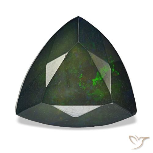 2.57캐럿 천연 멀티컬러 블랙 오팔, 트릴리언, 11.2×10.2 mm, 불투명체