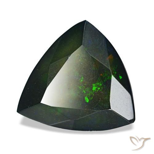 2.57캐럿 천연 멀티컬러 블랙 오팔, 트릴리언, 11.2×10.2 mm, 불투명체