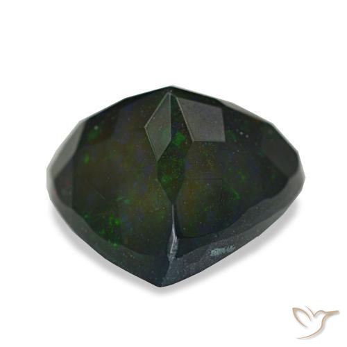 2.57캐럿 천연 멀티컬러 블랙 오팔, 트릴리언, 11.2×10.2 mm, 불투명체