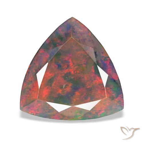 1.94캐럿 천연 멀티컬러 블랙 오팔, 트릴리언, 10.6×10.3 mm, 불투명체