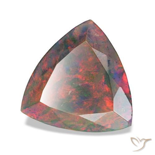 1.94캐럿 천연 멀티컬러 블랙 오팔, 트릴리언, 10.6×10.3 mm, 불투명체