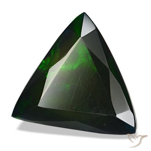 4.82캐럿 천연 멀티컬러 블랙 오팔, 트릴리언, 14.1×12.9 mm, 불투명체
