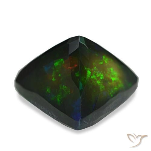 4.82캐럿 천연 멀티컬러 블랙 오팔, 트릴리언, 14.1×12.9 mm, 불투명체