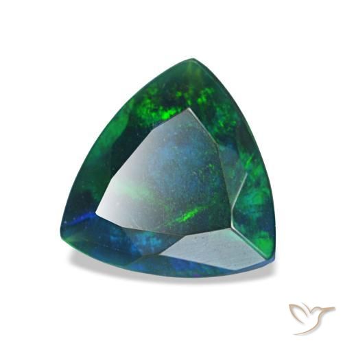 0.68캐럿 천연 멀티컬러 블랙 오팔, 트릴리언, 7.1×6.9 mm, 불투명체