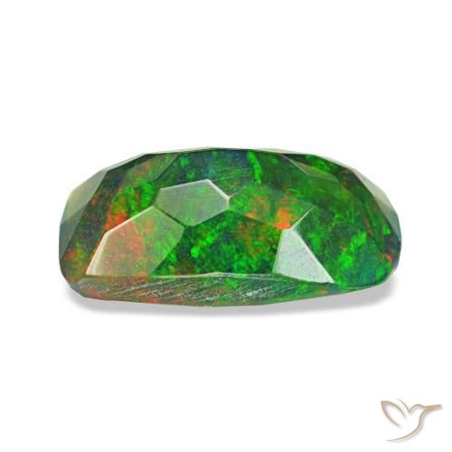 0.96캐럿 천연 멀티컬러 블랙 오팔, 쿠션 컷, 9.5×5.3 mm, 투명한