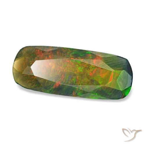 1.12캐럿 천연 멀티컬러 블랙 오팔, 쿠션 컷, 12.9×5.2 mm, 투명한