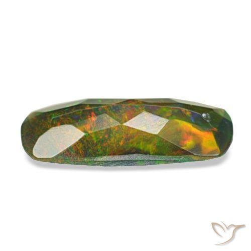 1.12캐럿 천연 멀티컬러 블랙 오팔, 쿠션 컷, 12.9×5.2 mm, 투명한