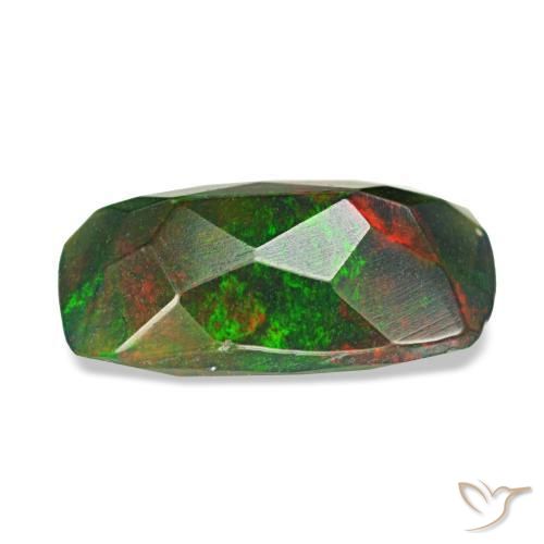 1.21캐럿 천연 멀티컬러 블랙 오팔, 쿠션 컷, 10.7×6.1 mm, 투명한