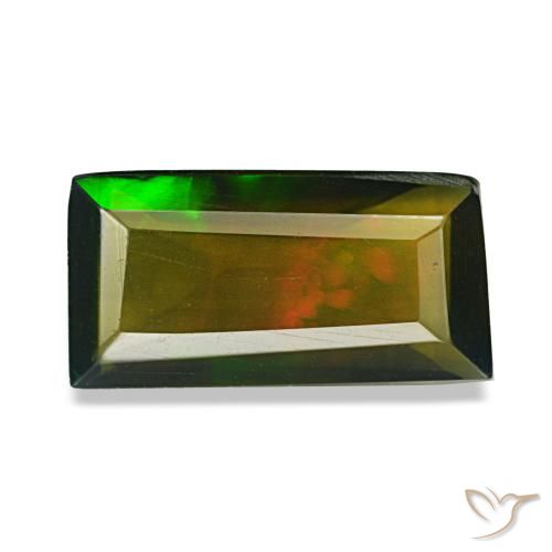 2.13캐럿 천연 멀티컬러 블랙 오팔, 쿠션 컷, 12.7×6.6 mm, 투명한