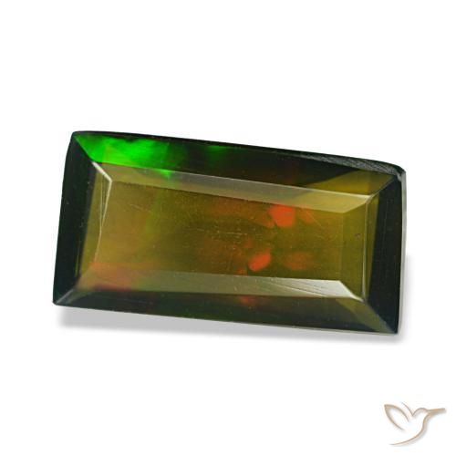 2.13캐럿 천연 멀티컬러 블랙 오팔, 쿠션 컷, 12.7×6.6 mm, 투명한