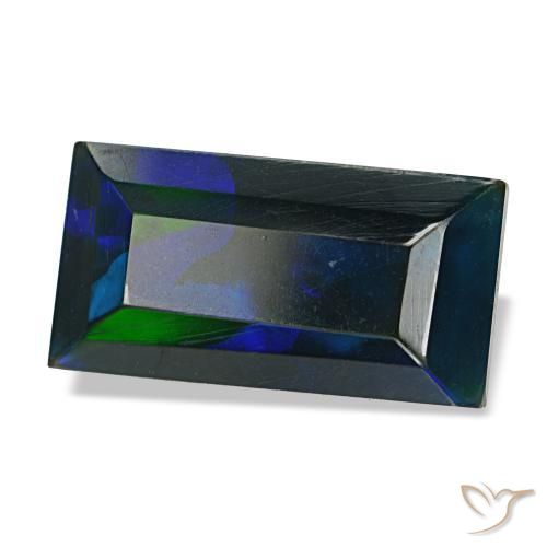 2.54캐럿 천연 멀티컬러 블랙 오팔, 바게트, 12.9×6.7 mm, 불투명체