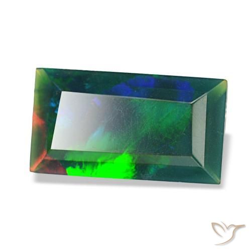 1.41캐럿 천연 멀티컬러 블랙 오팔, 바게트, 11.9×6.5 mm, 불투명체