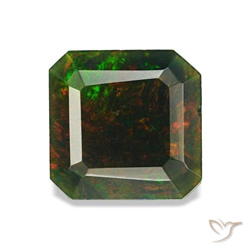1.04ct 멀티컬러 블랙 오팔, 에메랄드 컷, 불투명체