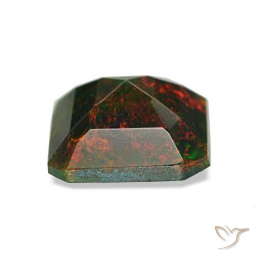 1.04캐럿 천연 멀티컬러 블랙 오팔, 에메랄드 컷, 7.6×7.5 mm, 불투명체