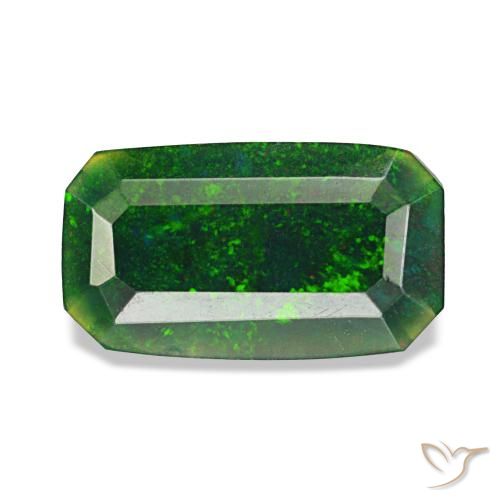 0.77ct 멀티컬러 블랙 오팔, 에메랄드 컷, 불투명체