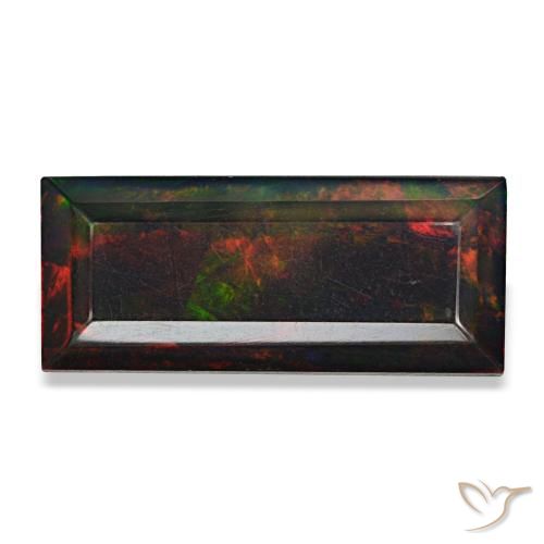 3.89캐럿 천연 멀티컬러 블랙 오팔, 바게트, 10.8×7.2 mm, 불투명체