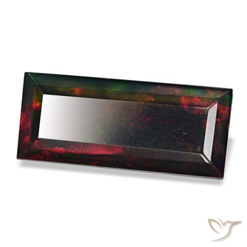 3.89캐럿 천연 멀티컬러 블랙 오팔, 바게트, 10.8×7.2 mm, 불투명체