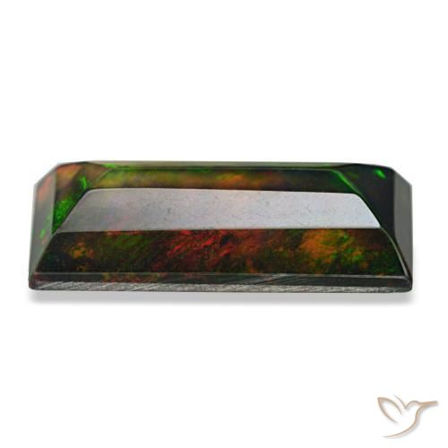 3.89캐럿 천연 멀티컬러 블랙 오팔, 바게트, 10.8×7.2 mm, 불투명체