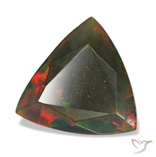 1.40캐럿 천연 멀티컬러 블랙 오팔, 트릴리언, 9.8×9.4 mm, 불투명체